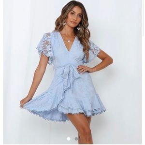 Hello Molly light baby blue lace dress